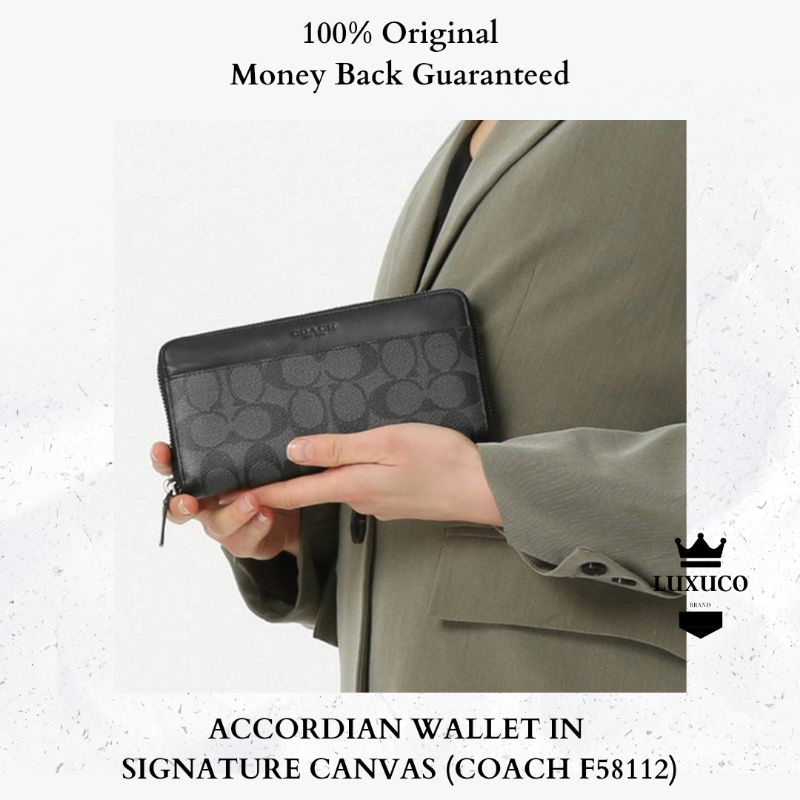 [Luxuco] Free Shipping 100 Original Coach Accordian Long Wallet In