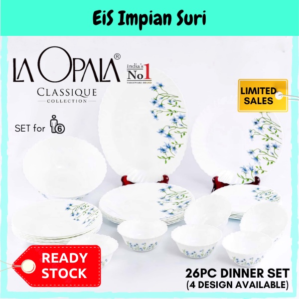 (Ready Stock!!) Diva from LA OPALA 26pcs Opal Glass Dinnerware Set