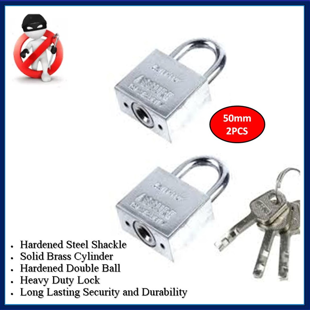 (Ready Stock) Solid Heavy Duty Security Door Lock 50mm(2pcs, Set) Anti