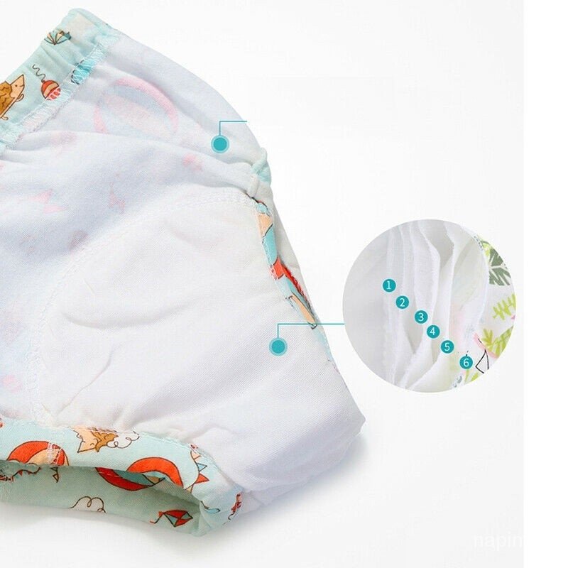 6 Layers Kids Potty Training Pants Baby Toddler Underwear Toilet Cloth