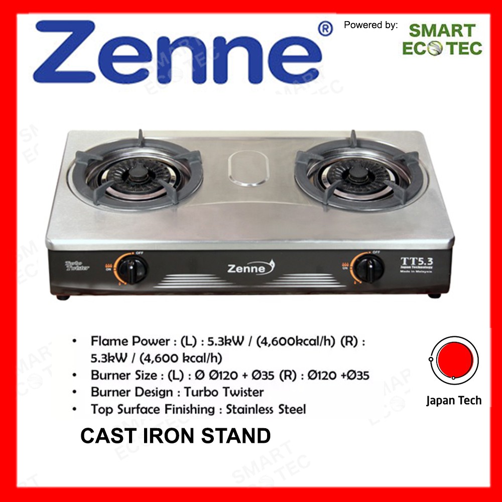ZENNE KTM401S 5.3kw /TURBO TWISTER / 2BURNER GAS STOVE KTM401 (HIGH POWER FLAME) Shopee Malaysia