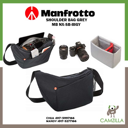 Manfrotto MB NXSBIII Nx Camera Shoulder Bag ( Grey / Blue ) Shopee