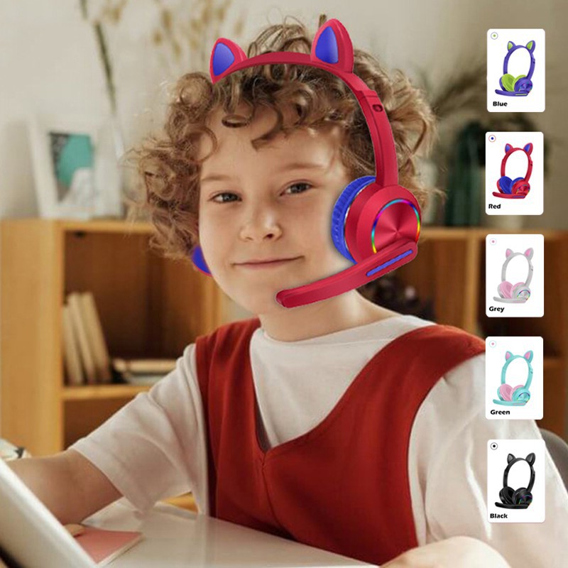 AKZK23 Cat Ear Headset Wireless Bluetooth Headphones With Colourful