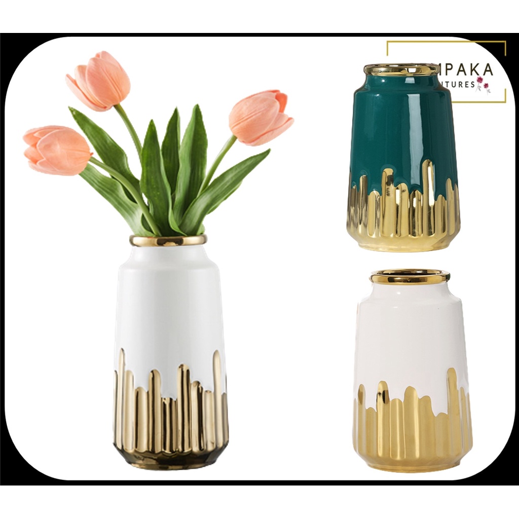 Amelia Ceramic Gold Vases Nordic Vase Glass Vase l Vase Flower Home