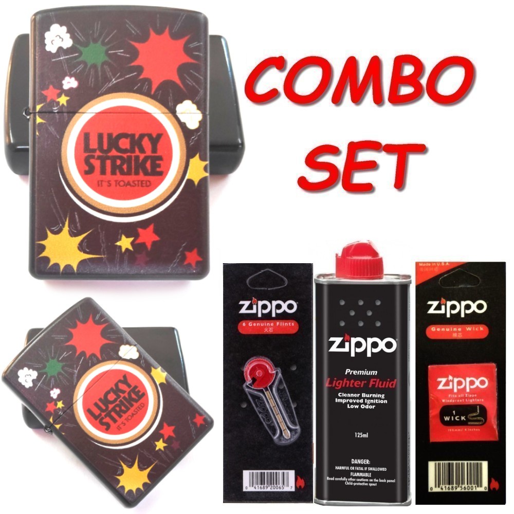 Original ZIPPO Set (Lighter Fluid 125ml + Flints 6pcs + Wick 1pc