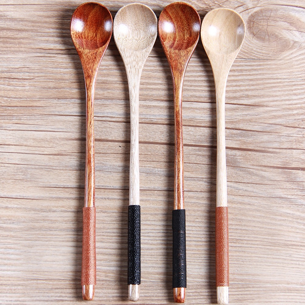 Wooden Spoon Tea Soup Utensils Chinese Japanese Style Retro Handmade