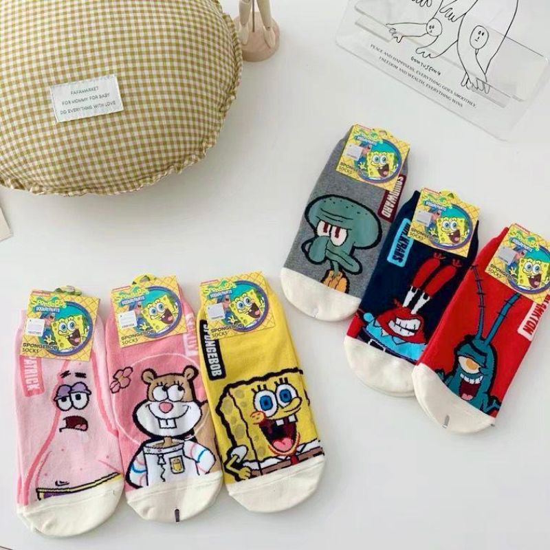 (M'sia Ready Stock) 1Pair Spongebob Squarepants sock Stoking Kartun