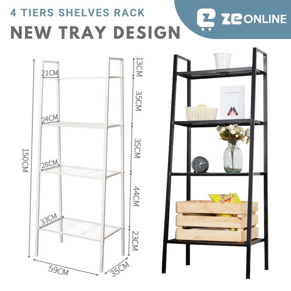 4 Tiers Multipurpose Shelf Shelves Rack Rak Besi / Bookshelf / Rak