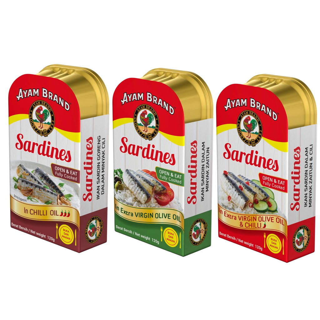 [lchf.my] 120g AYAM Brand canned Sardine fish HALAL in natural oil