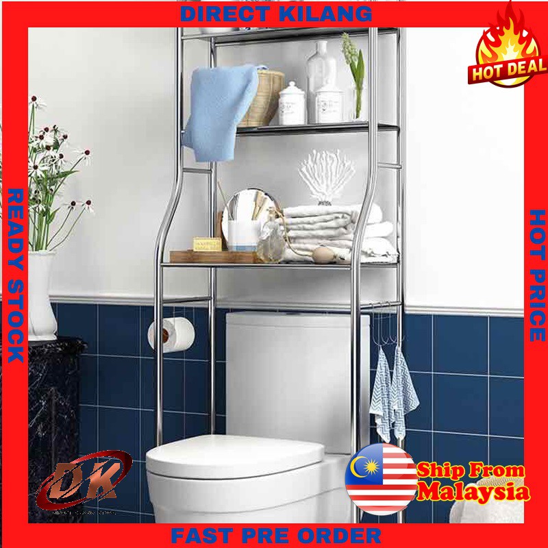 3 Tiers Bathroom and Toilet Organizer Shelves Rack White Black