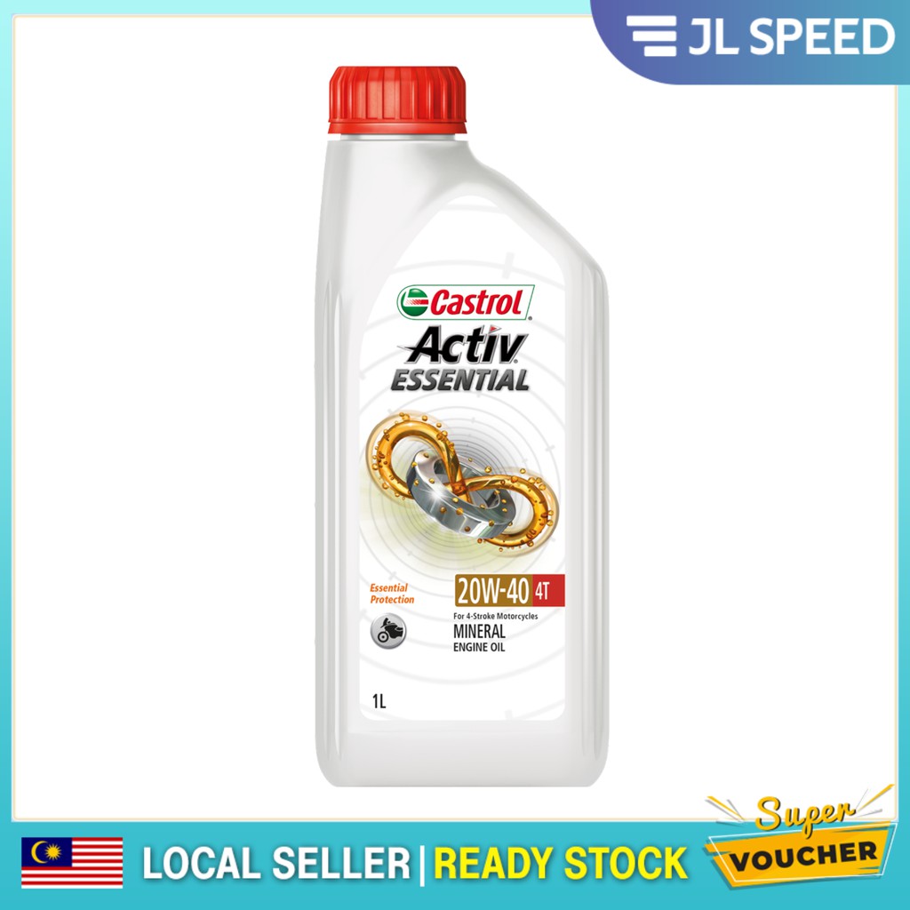 4T CASTROL GO 20W40 / ACTIV ACTIVE ESSENTIAL SAE40 ENGINE OIL 1LITER