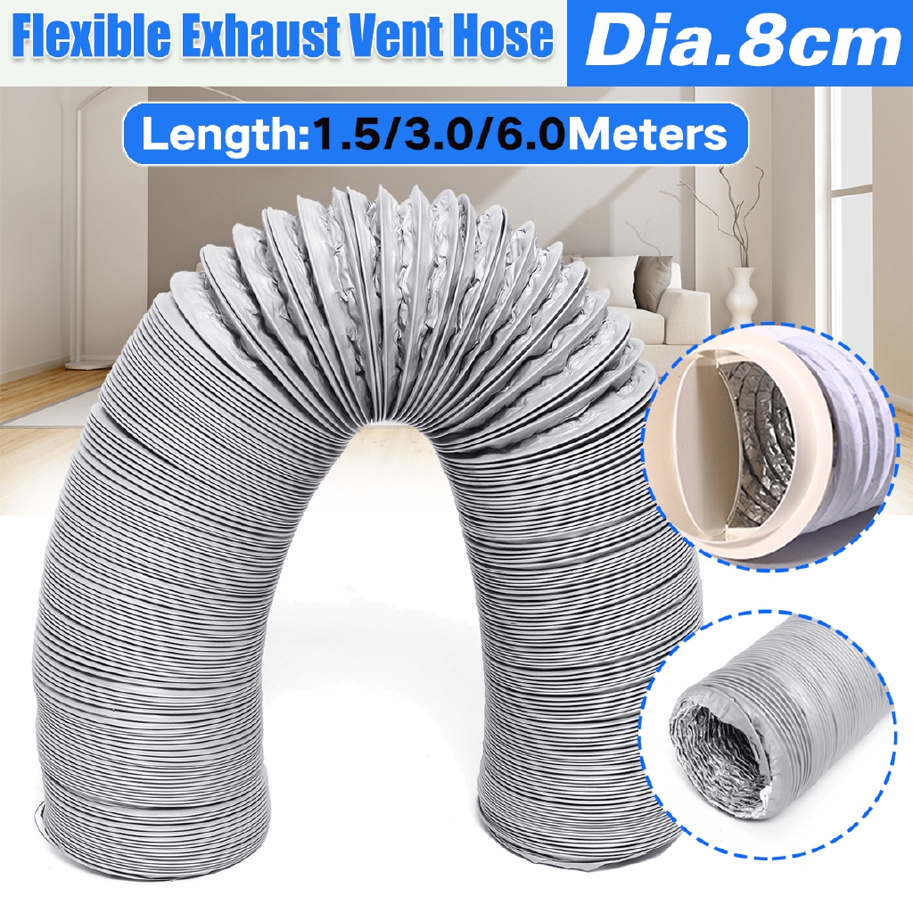 80mm Dia Aluminium Tumble Dryer Vent Hose Exhaust Pipe Extractor Fan