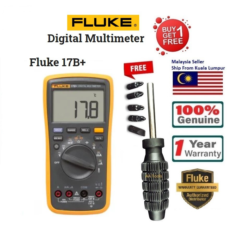FLUKE 17B+ DIGITAL MULTIMETER with TEMPERATURE MEASUREMENT (NEW & ORI