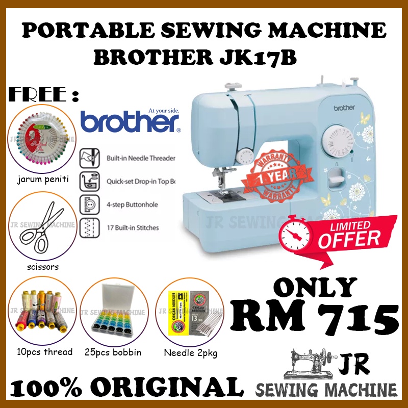 Brother Portable Sewing Machine JK17B Home Electrical Portable Mesin