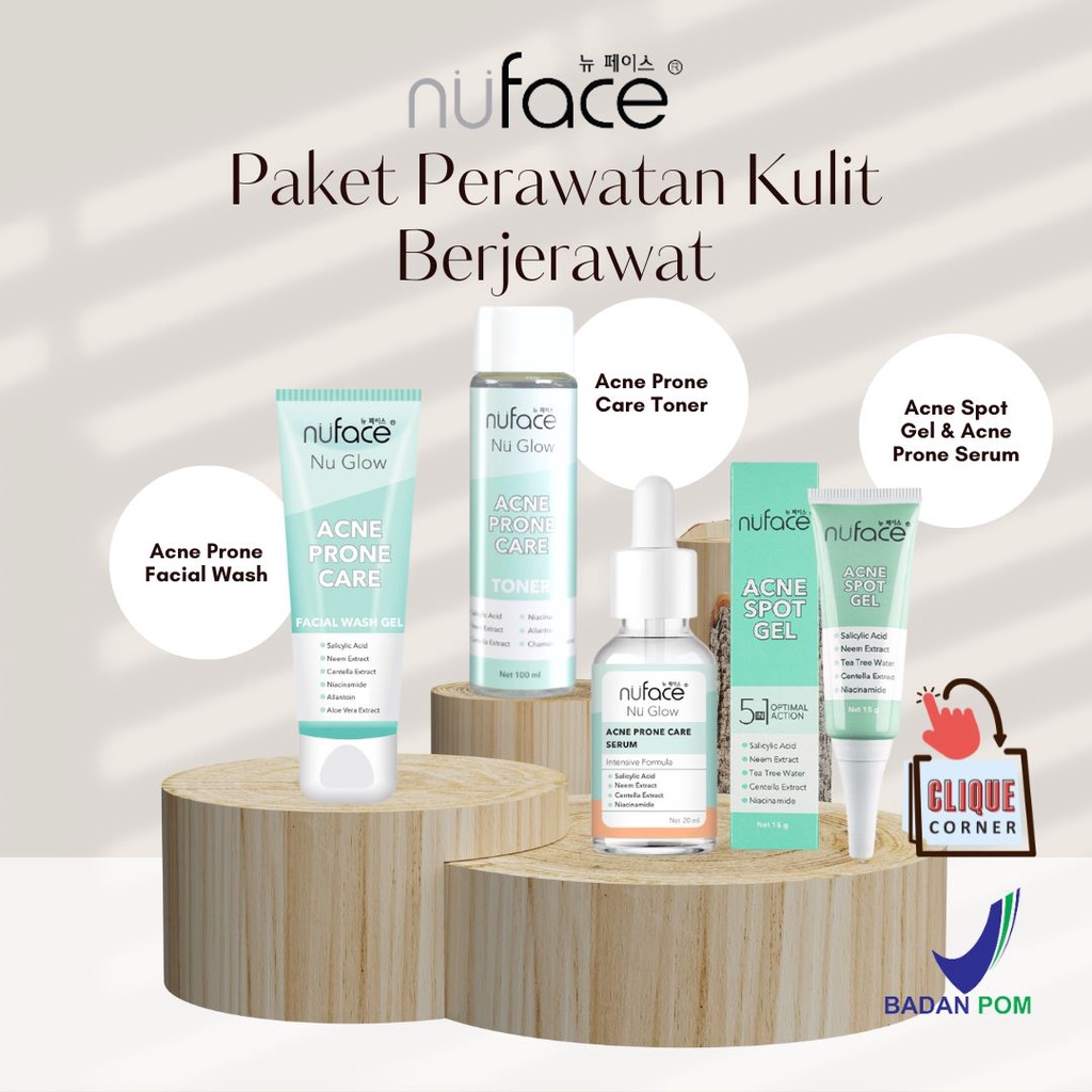 Nuface Nuglow Acne Prone Care Package / Acne Skin Care Package Shopee