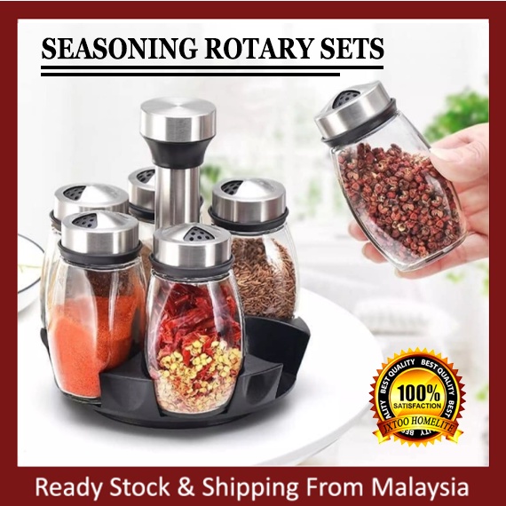 Stainless Steel Rotating Seasoning Bottle Set Condiment Bottle Rack