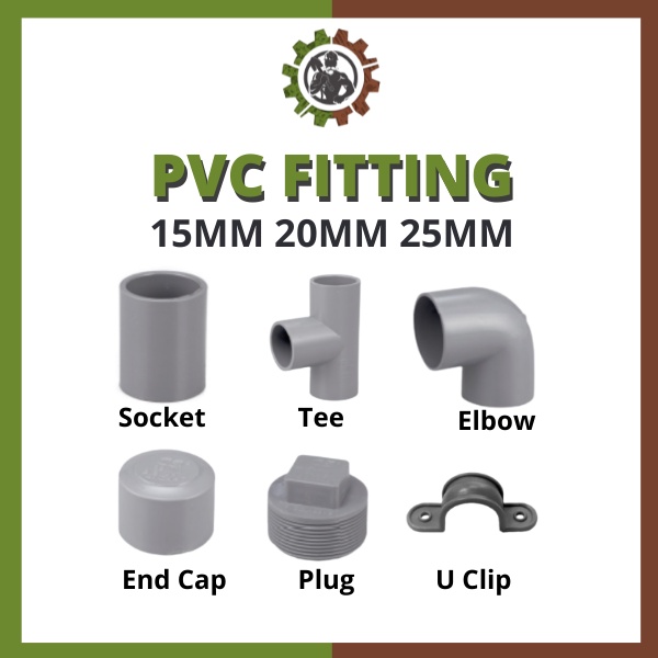 PVC Pipe Fitting Paip PVC Connector Socket Elbow Tee Plug End Cap U