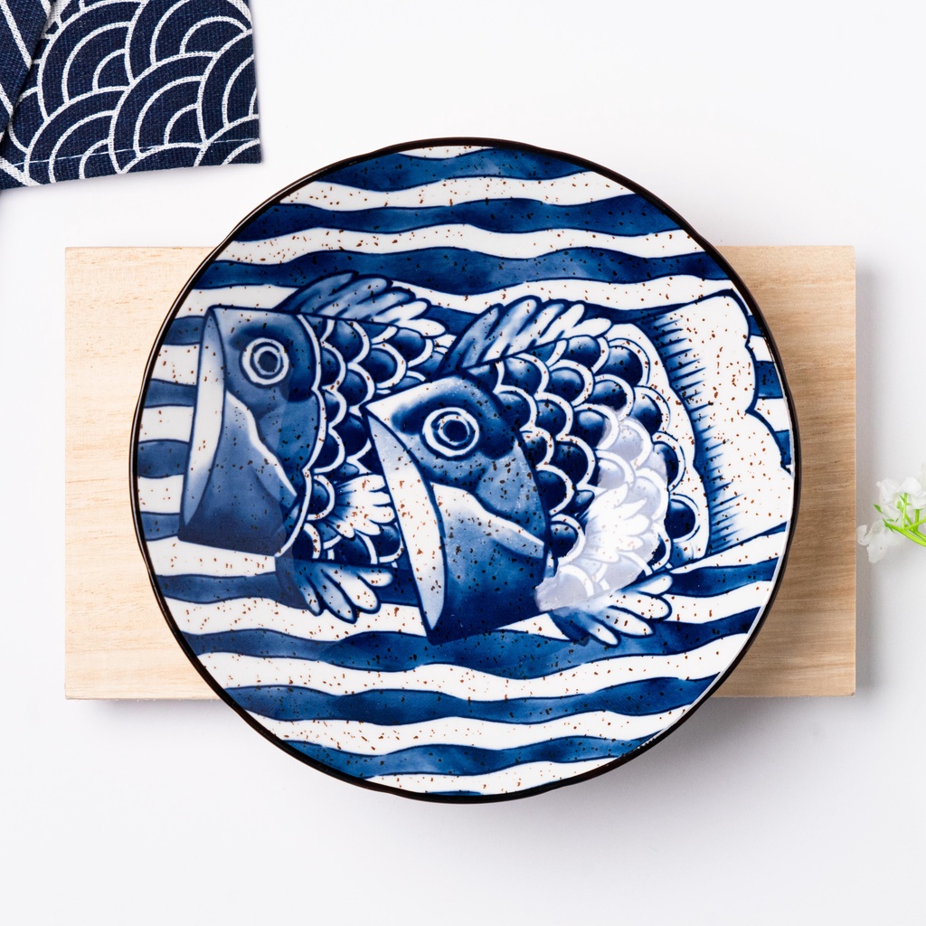 12.5cm Japanese Koi Fish Ceramic Bowl And PlatePorcelain Bowl Soup Bowl