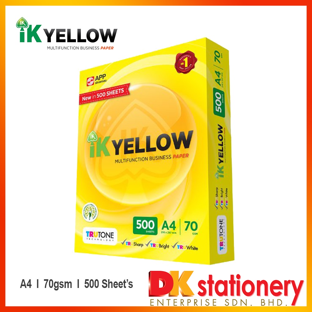 Ik Yellow A4 Copier Paper 70Gsm 450's / 500's Shopee Malaysia