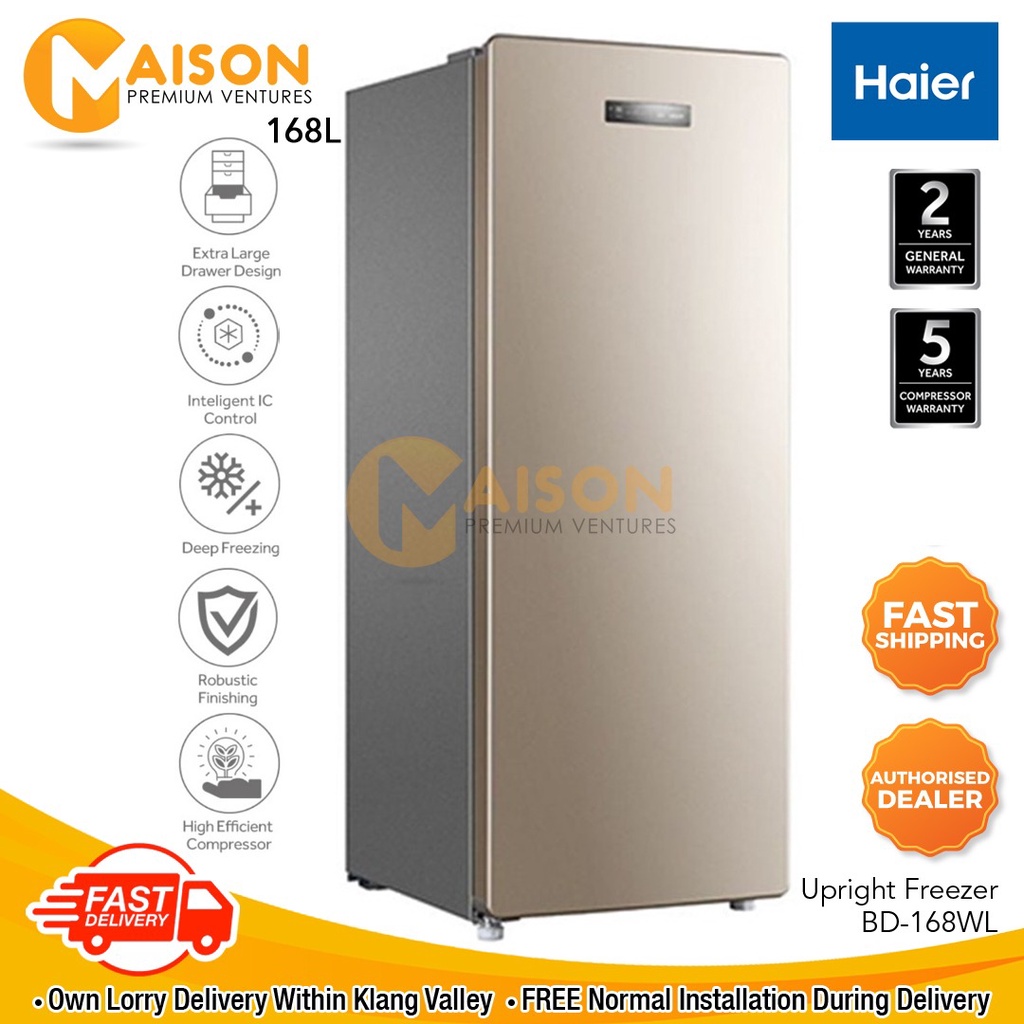 [Raya Sales] Haier Upright Freezer 160L BD168WL (FAST DELIVERY