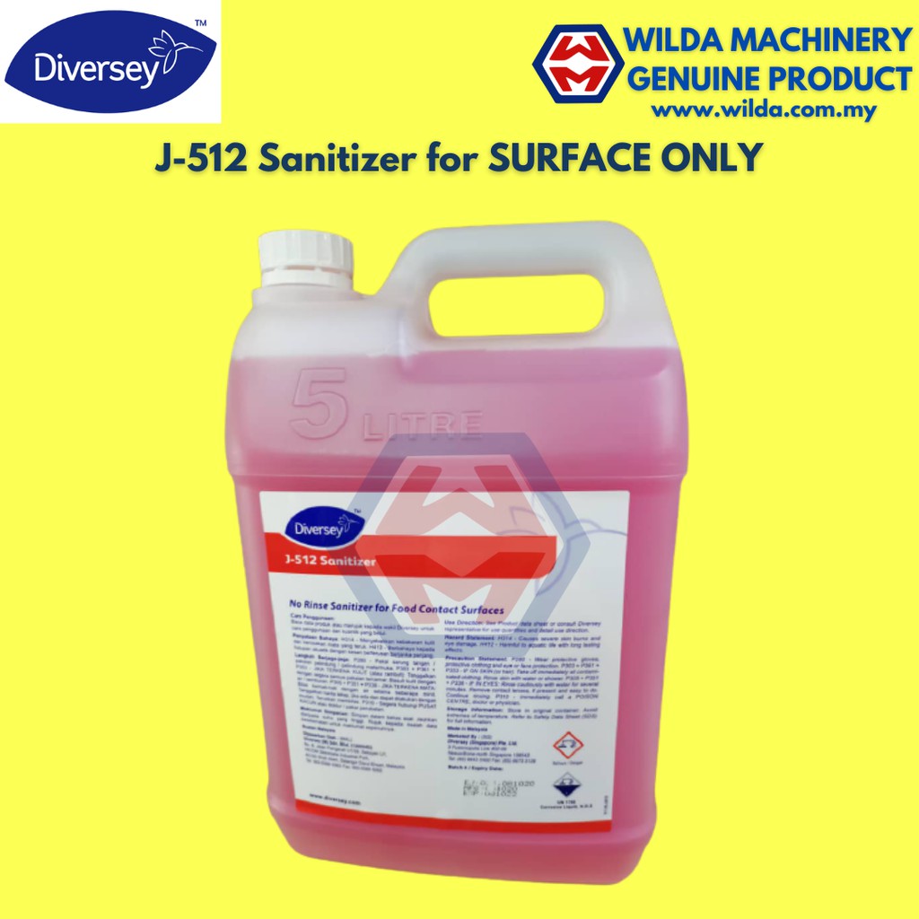 J512 Diversey ,Surface Sanitizer / Food Grade, Sanitizer 99.9