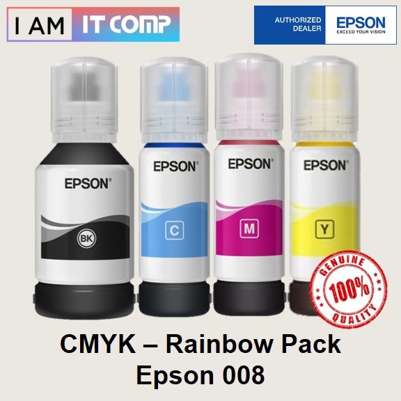 Epson 008 Colour Ink Bottle C13T06G100/200/300/400 ( RAINBOW PACK) For