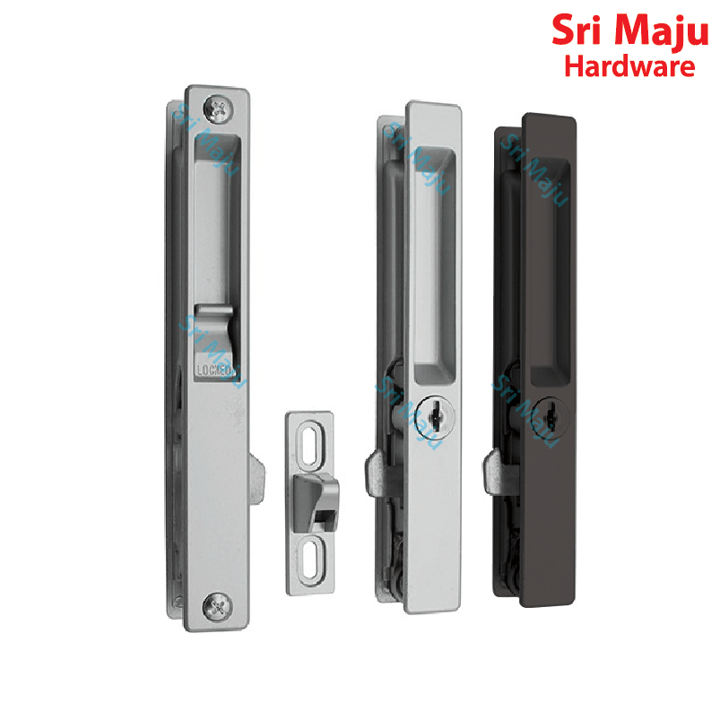 MAJU SGLA6 Quality Sliding Glass Door Handle Lock Silver Brown