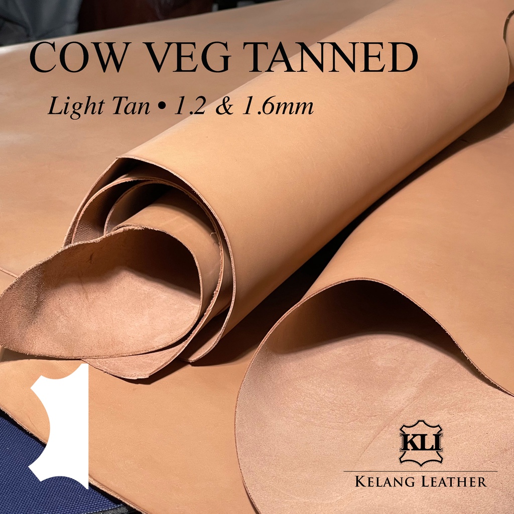 Cow Vegetable Tanned Leather 1.2 & 1.6mm LIGHT TAN Full Side Veg Tan