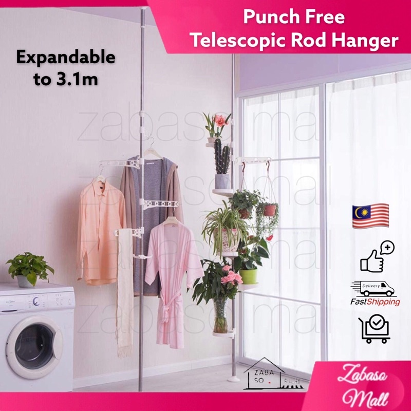 Penyangkut Baju To Ceiling Clothes Hanger Stand Coat Hanger Portable