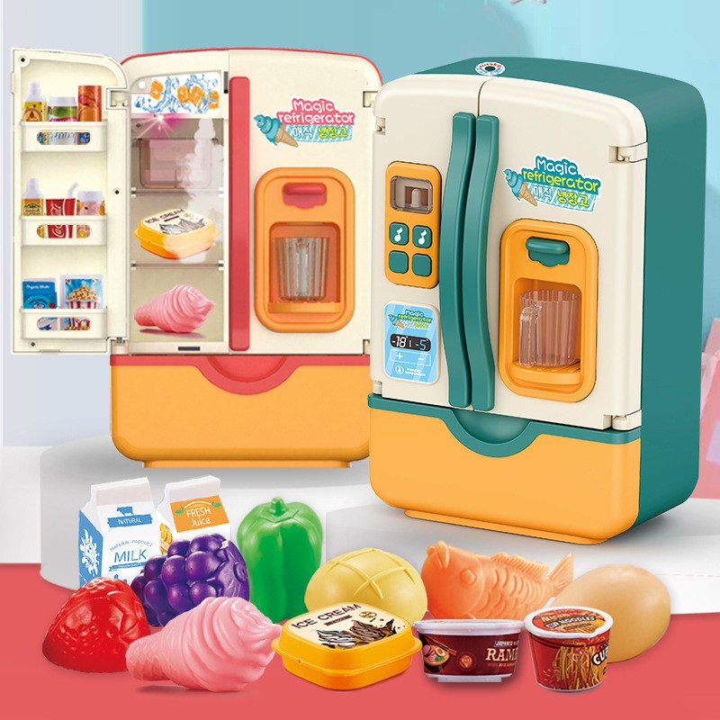 MultiFunctional Kids Fridge Large Music Refrigerator Toy & Light Spray