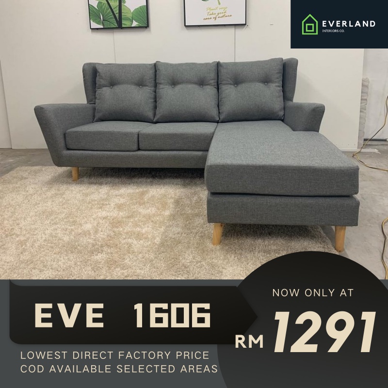 Sofa 3 Seater L Shape Simple Sofa L Shape Minimalist Muji Sofa Grey