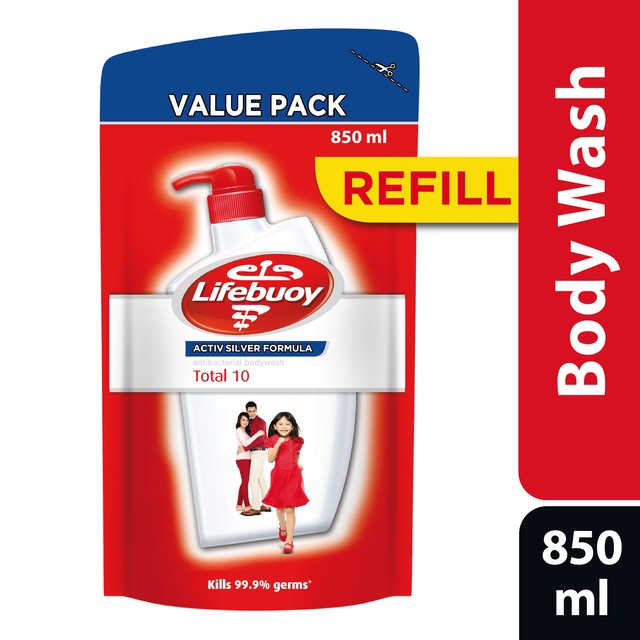 Lifebuoy Antibacterial Shower Gel Refill Total 10 (850ml) Shopee