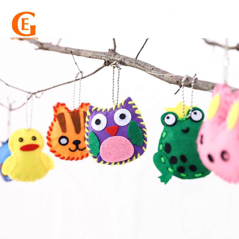 Cute Cartoon Animal Key Pendant Kid DIY Nonwoven Felt Keychain