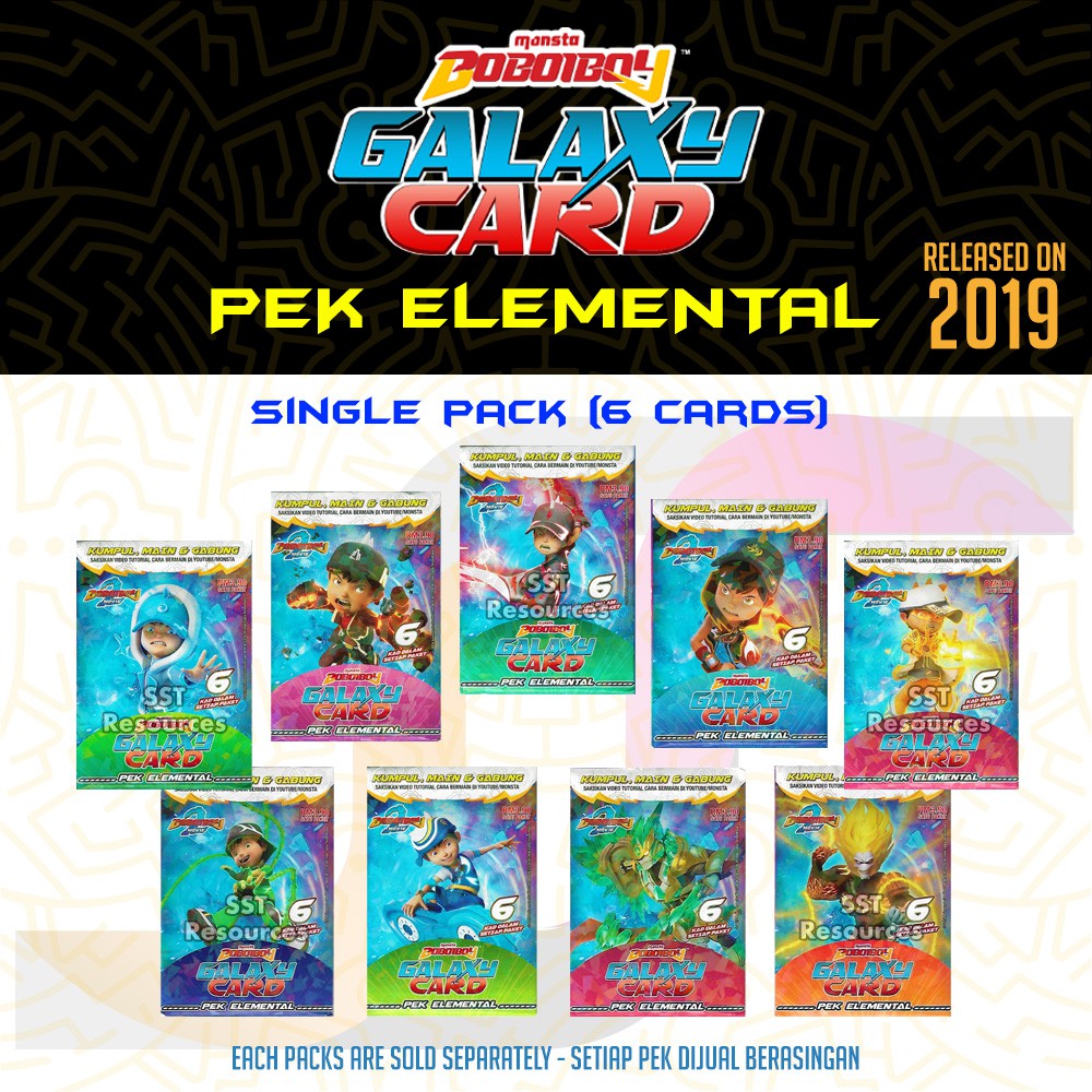 BoBoiBoy Galaxy Card Kad Pek Elemental Single Pack