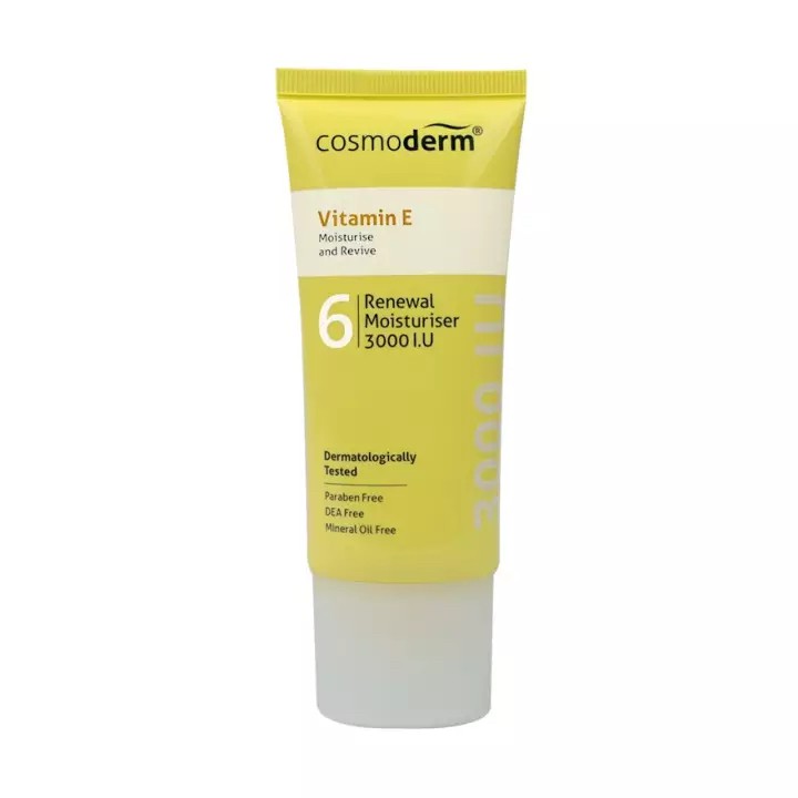 COSMODERM VITAMIN E RENEWAL MOISTURISER CREAM 3000 IU WITH ROSEHIP OIL