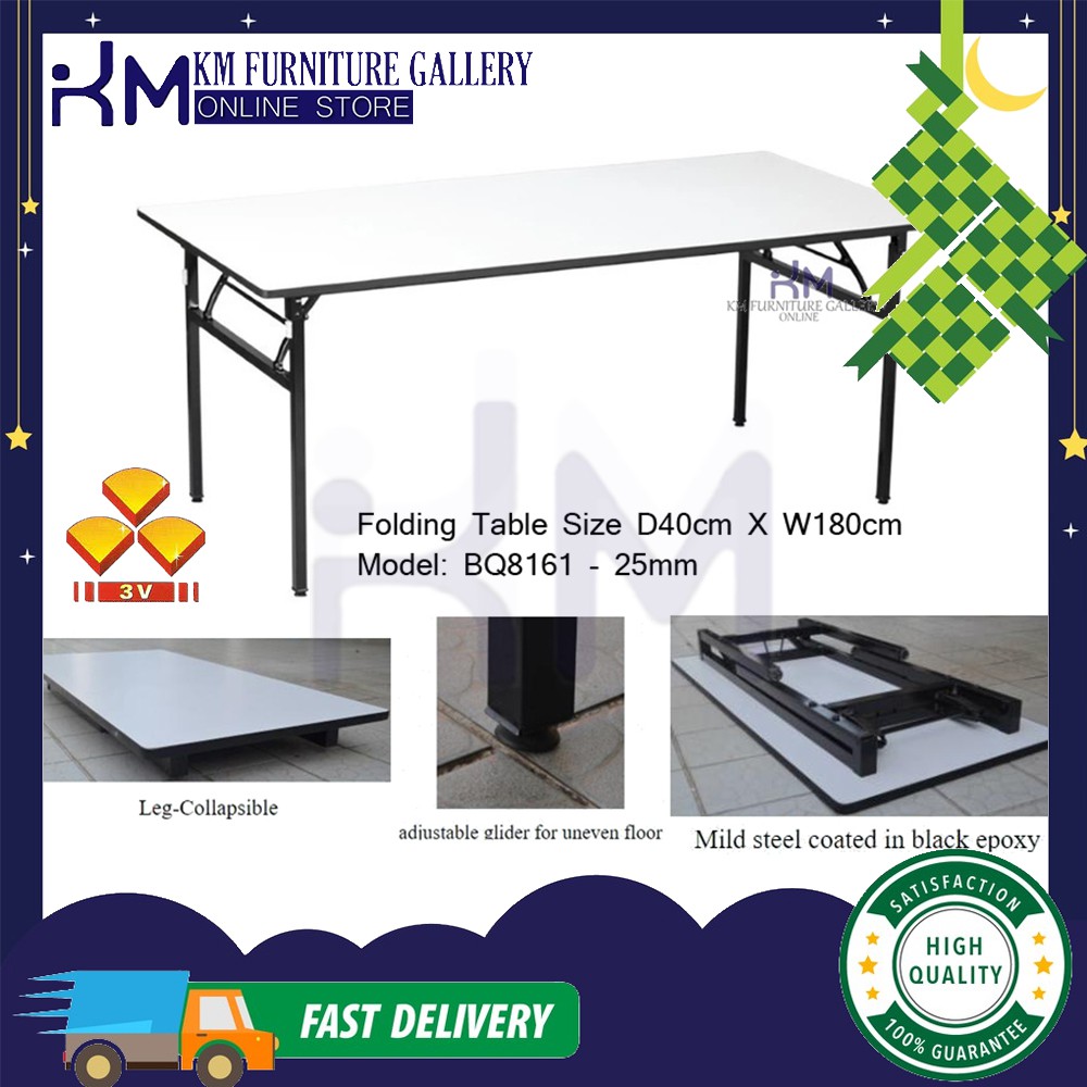 KM Furniture Gallery 3V Folding Table 1.5' X 6' Heavy Duty Foldable
