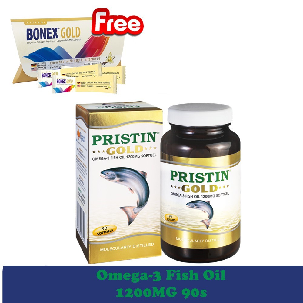 Pristin Gold Omega3 Fish Oil 1200mg (90's) [Free Bonex Gold 5's
