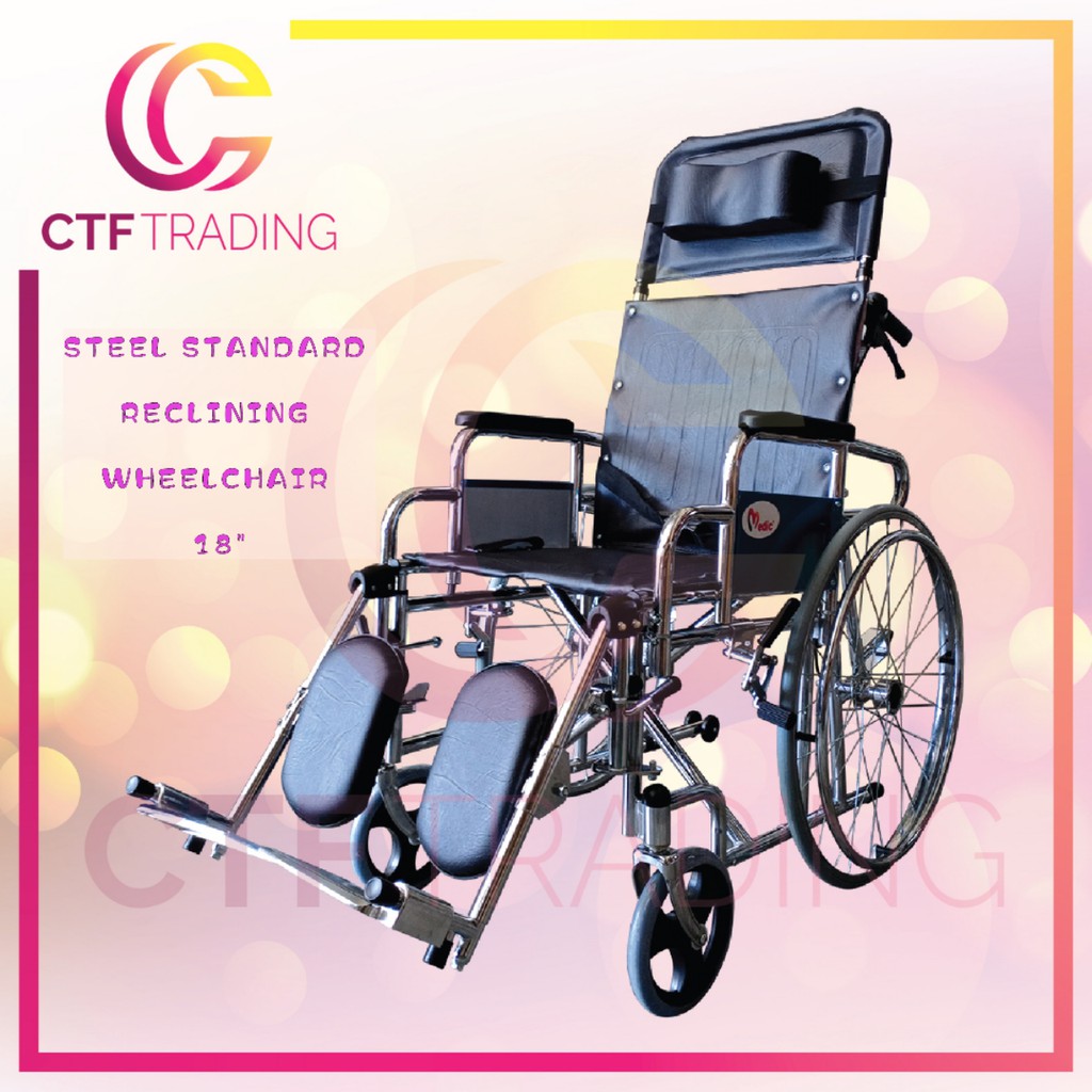 Steel Standard Reclining Wheelchair 46cm Shopee Malaysia