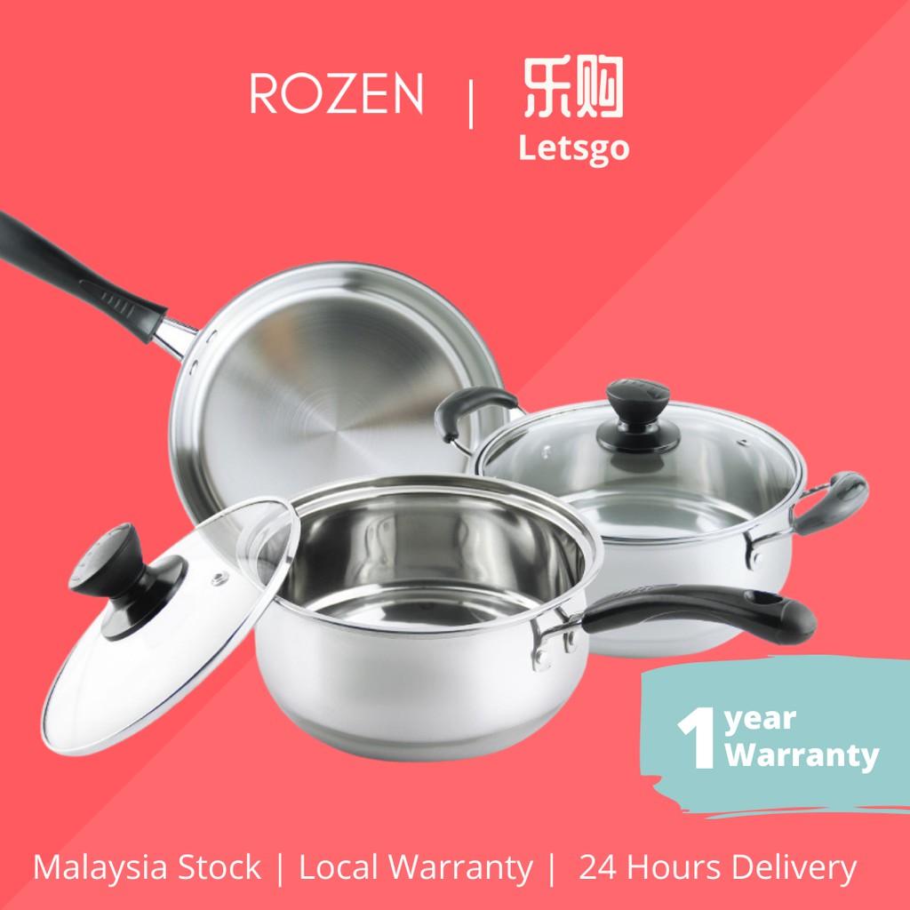 ROZEN Stainless Steel Cookware Set (5 pcs) Shopee Malaysia