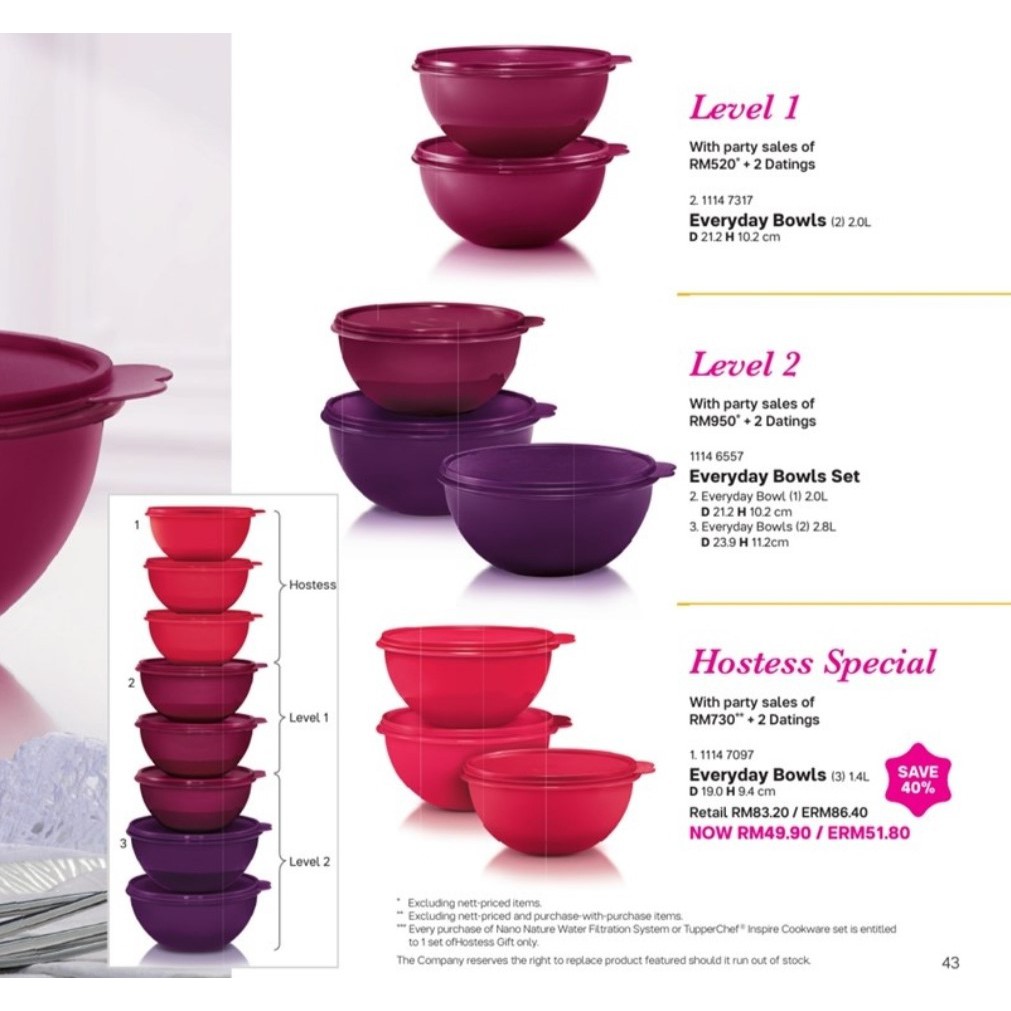Tupperware (Full Set 8pcs) Everyday Bowls Set Bowl Set Shopee Malaysia