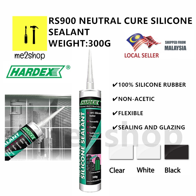 300g Hardex Rs900 Neutral Cure Silicone Sealant (Clear,White,Black