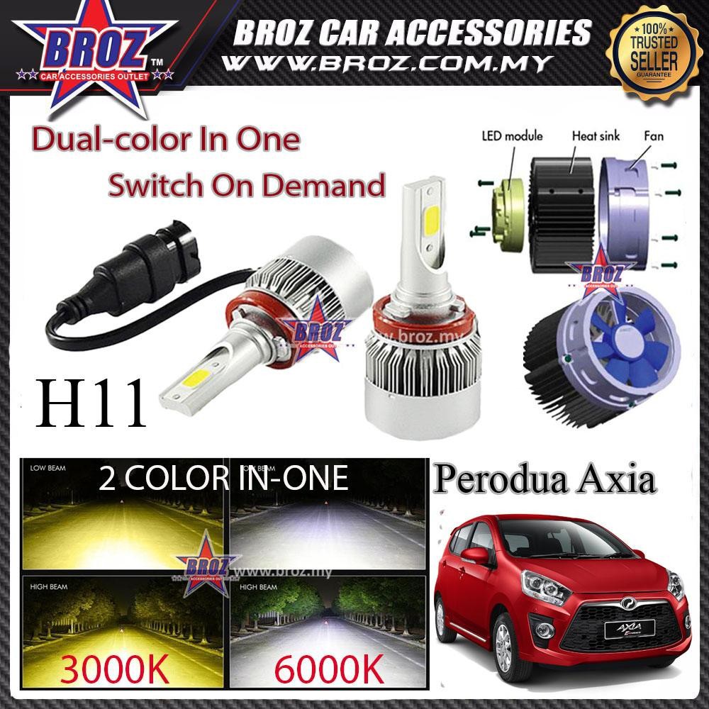 Perodua Axia PROJECTOR Monocross Headlight DualColor LED Car Head Lamp