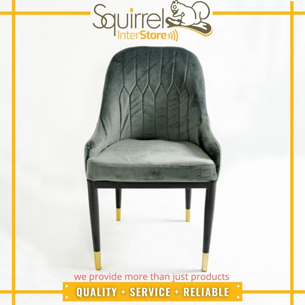 Dining Chair with Iron Legs Cushion Velvet Fabric/ Kerusi makan dengan
