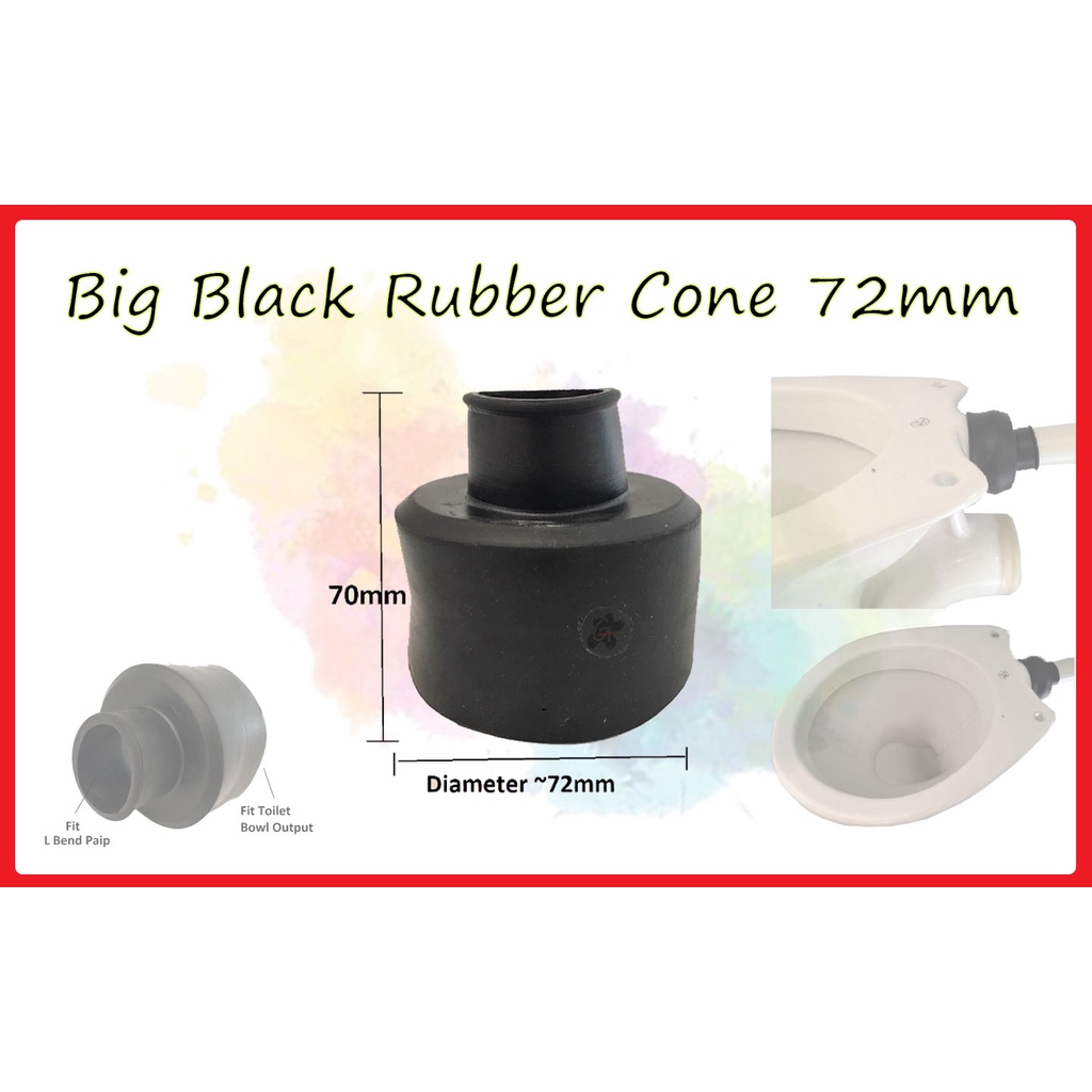Toilet WC Black Rubber Cone For Lower Level Cistern Pipe Flush pipe