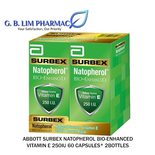 Abbott Surbex Natopherol BioEnhanced Vitamin E 250iu 60 CAPSULES ONE