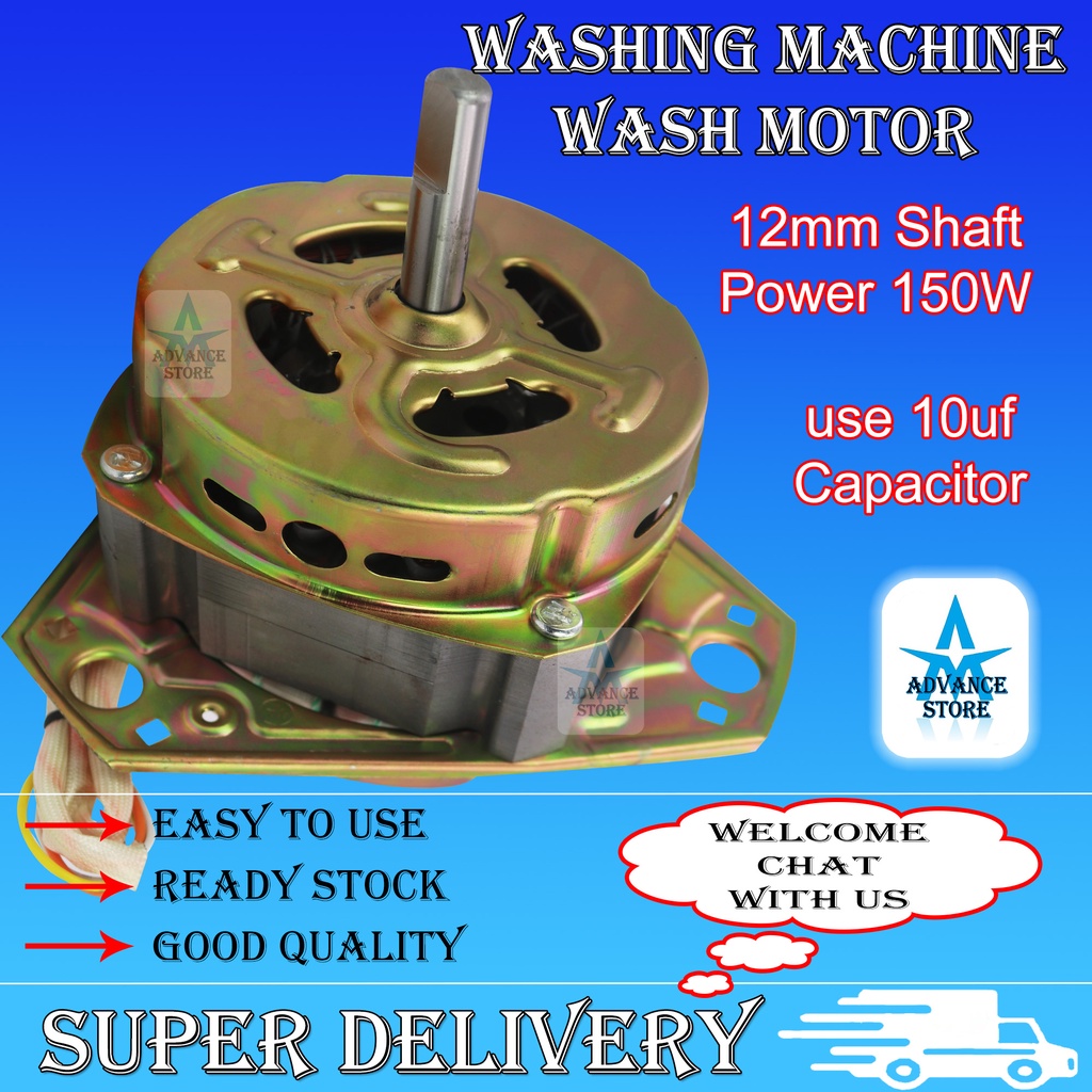Washing Machine Wash Motor 12mm Shaft 150W ( Optional use with 10uf