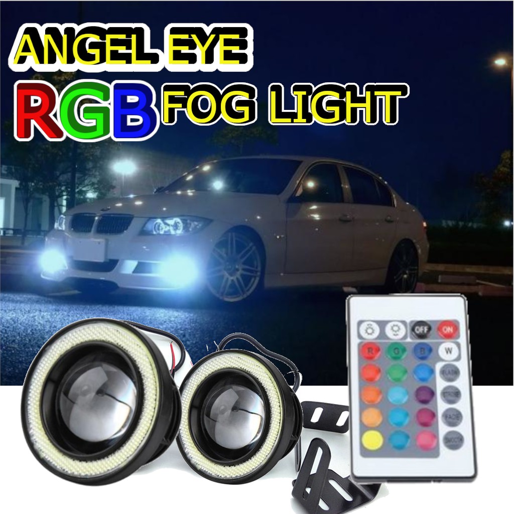 CAR RGB REMOTE CONTROL FOG LAMP SPORTLIGHT SPORT LIGHT WHITE COB RGB