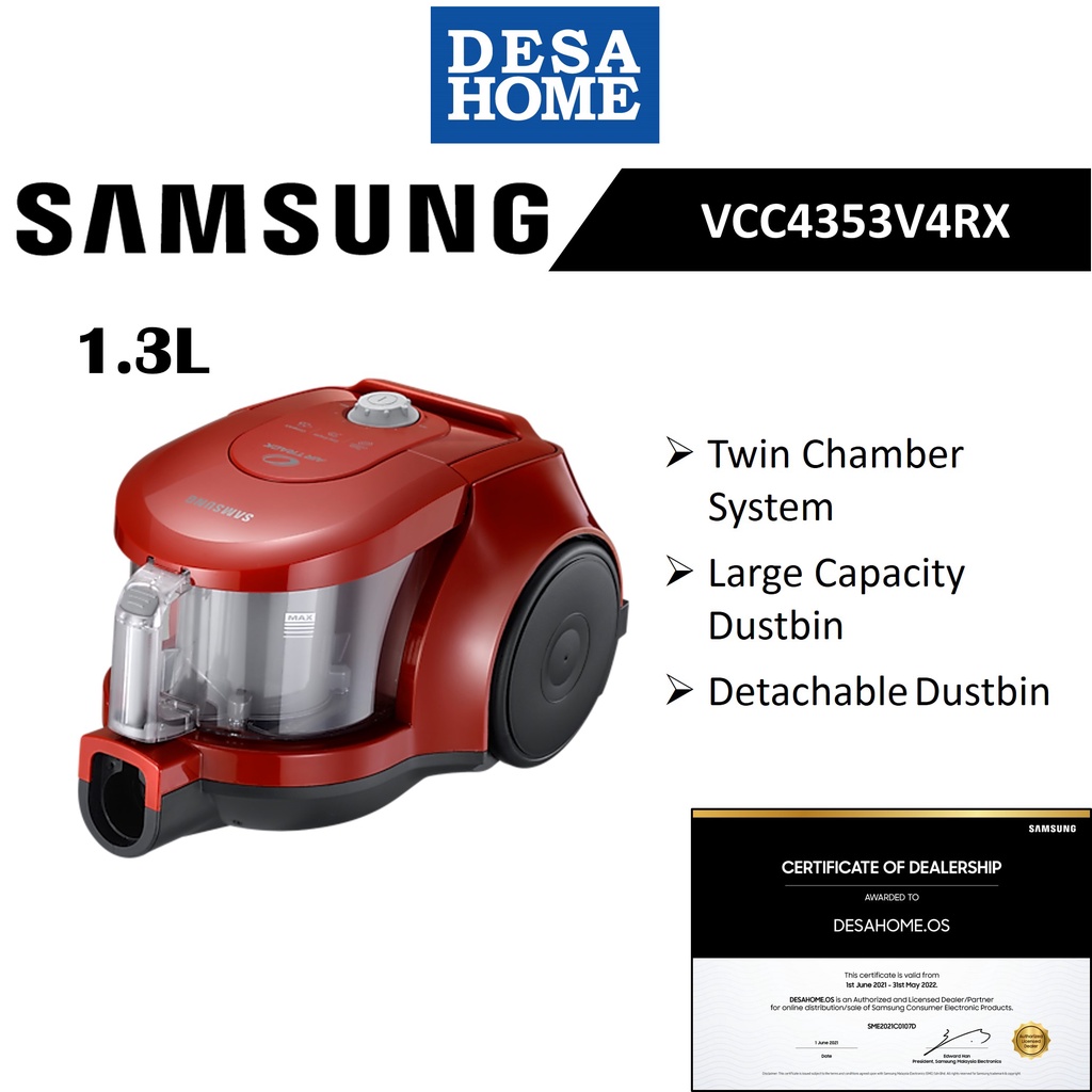 Samsung VCC4353V4RXME Twin Chamber Bagless Vacuum Cleaner (1800W) VCC4353V4R/XME VCC4353V4RXME