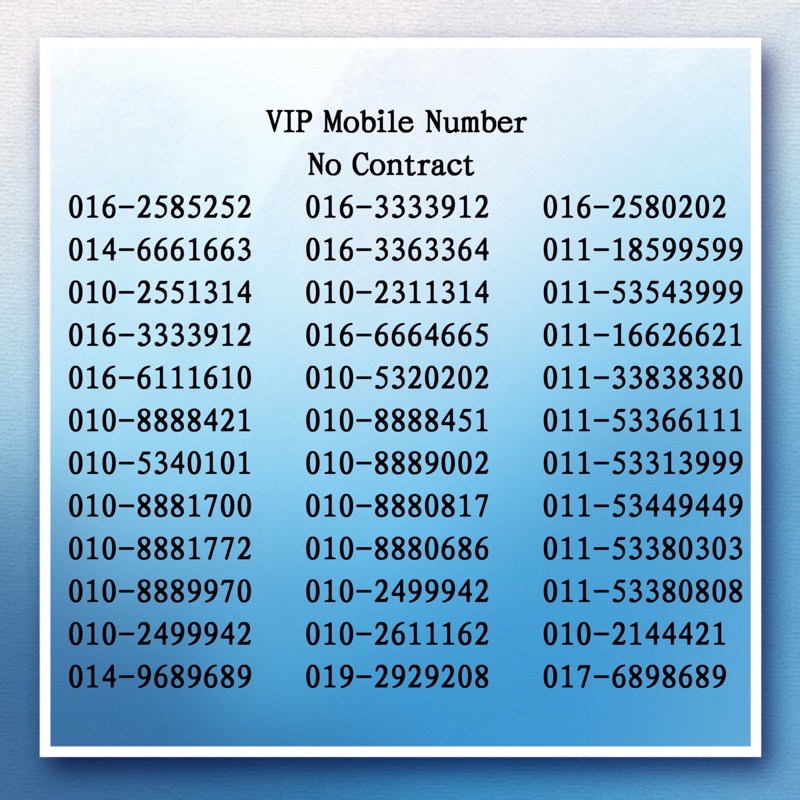 VIP MOBILE NUMBER FOR SALE , VIP PHONE NUMBER NO CONTRACT ,NICE NUMBER