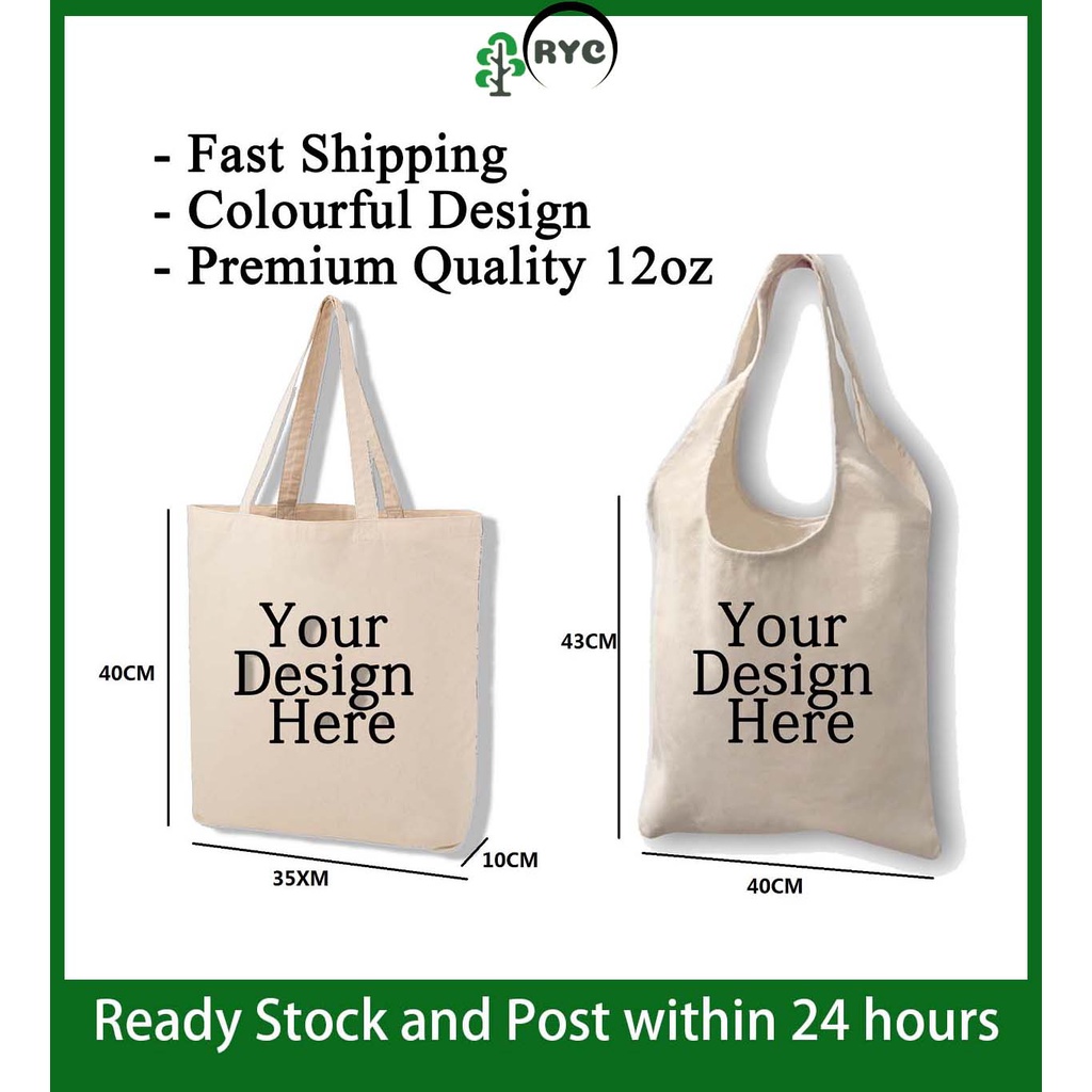 RYC Customize Canvas bag Tote Bag Custom Jute Bag Printing Custom Tote
